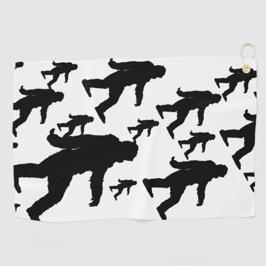 Sasquatch Bigfoot Silhouette Squatchin Golfhanddoek (Horizontaal)