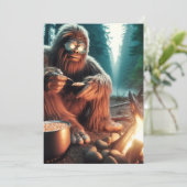 Sasquatch bij het kampvuur bedankkaart (Staand voorkant)