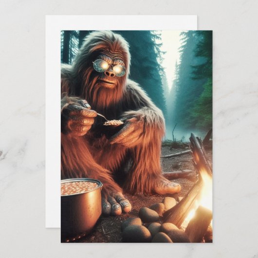 Sasquatch bij het kampvuur bedankkaart (Voorkant / Achterkant)