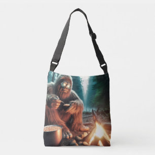 Sasquatch bij het kampvuur crossbody tas