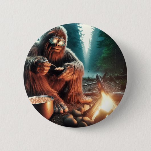 Sasquatch bij het kampvuur ronde button 5,7 cm (Voorkant)
