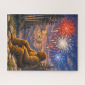 Sasquatch bij Mount Rushmore op vuurwerkavond Legpuzzel (Horizontaal)