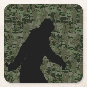 Sasquatch Black Silhouette Digital Camouflage Kartonnen Onderzetters