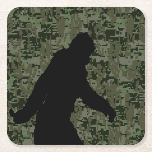 Sasquatch Black Silhouette Digital Camouflage Kartonnen Onderzetters (Voorkant)