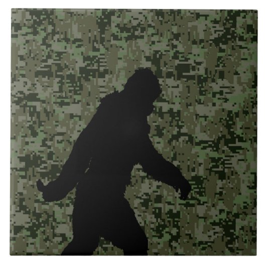 Sasquatch Black Silhouette Digital Camouflage Tegeltje (Voorkant)