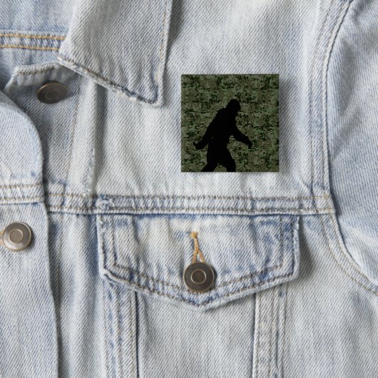 Sasquatch Black Silhouette Digital Camouflage Vierkante Button 5,1 Cm (In situ)