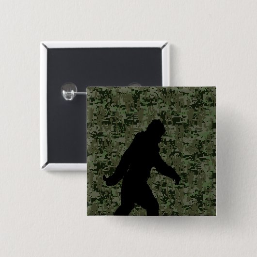 Sasquatch Black Silhouette Digital Camouflage Vierkante Button 5,1 Cm (Voorkant /achterkant)