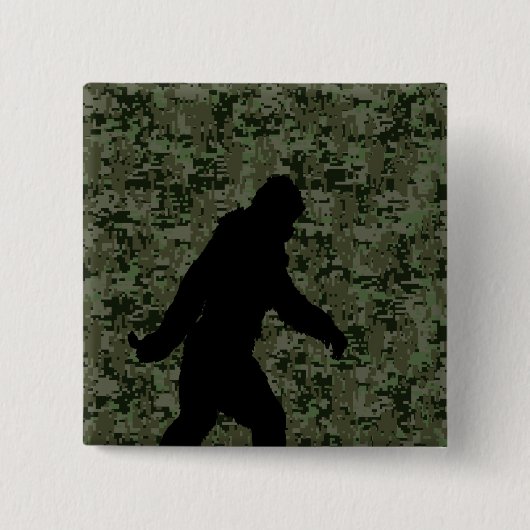 Sasquatch Black Silhouette Digital Camouflage Vierkante Button 5,1 Cm (Voorkant)