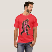 Sasquatch Breast Cancer Pink Ribbon Support Men Bo T-shirt (Voorkant volledig)