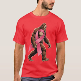 Sasquatch Breast Cancer Pink Ribbon Support Men Bo T-shirt