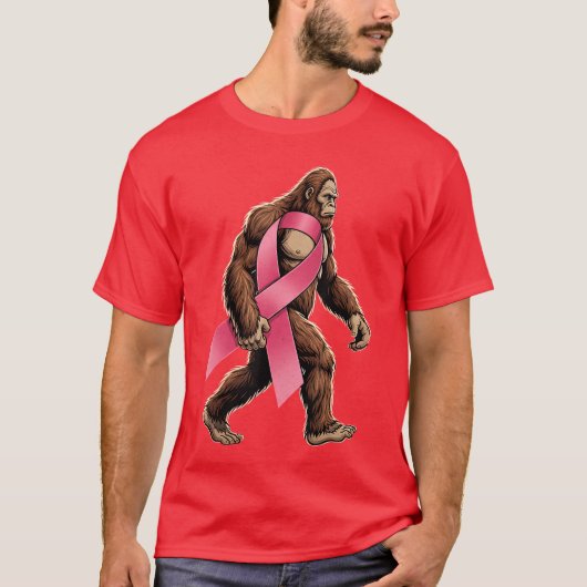 Sasquatch Breast Cancer Pink Ribbon Support Men Bo T-shirt (Voorkant)