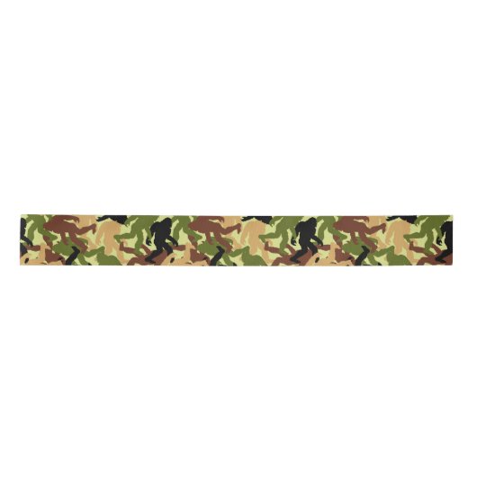 Sasquatch Camouflage Patroon Bigfoot Party Satijnen Lint (Voorkant)