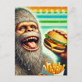 Sasquatch Cheeseburger en Fries Retro Briefkaart (Voorkant)