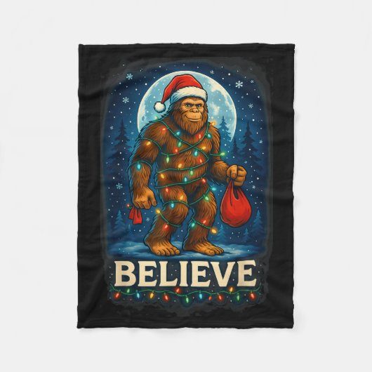 Sasquatch Christmas Lights Holiday Believe  Fleece Deken (Voorkant)