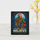Sasquatch Christmas Lights Holiday Believe  Kaart (Gele Bloem)