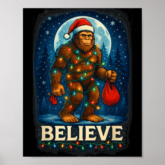 Sasquatch Christmas Lights Holiday Believe  Poster (Voorkant)
