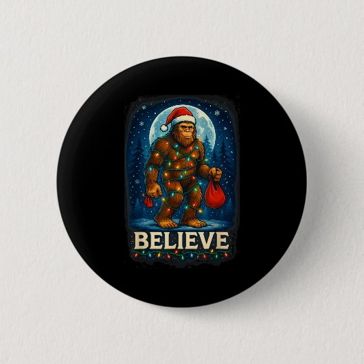 Sasquatch Christmas Lights Holiday Believe  Ronde Button 5,7 Cm (Voorkant)