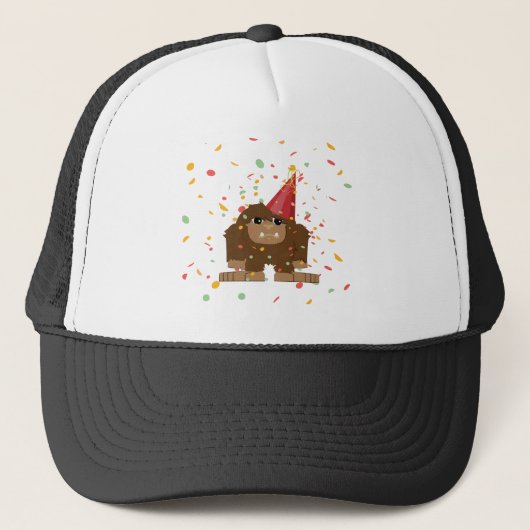 Sasquatch Confetti Feestje Trucker Pet (Voorkant)