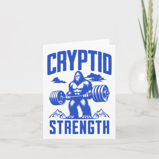 Sasquatch Cryptid Strength Lifting Humor Monochrom Kaart (Voorkant)