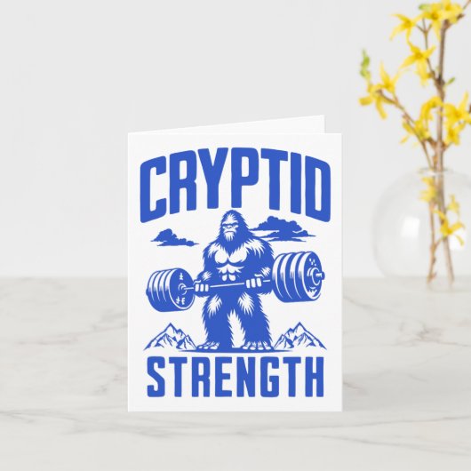 Sasquatch Cryptid Strength Lifting Humor Monochrom Kaart (Gele Bloem)