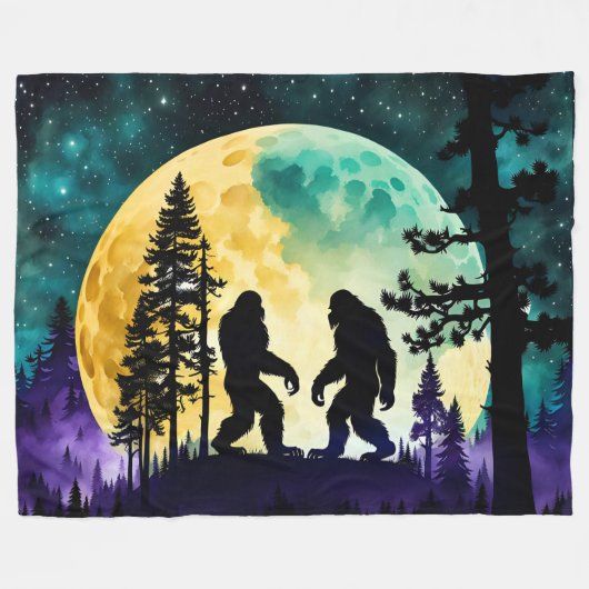 Sasquatch Dance Volle maan op de Berg Fleece Deken (Voorkant (Horizontaal))
