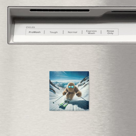 Sasquatch de Skiër Magneet (Insitu (Vaatwasser))