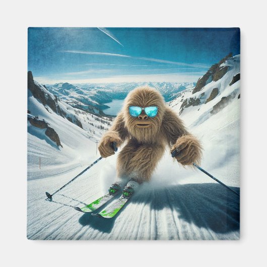 Sasquatch de Skiër Magneet (Voorkant)