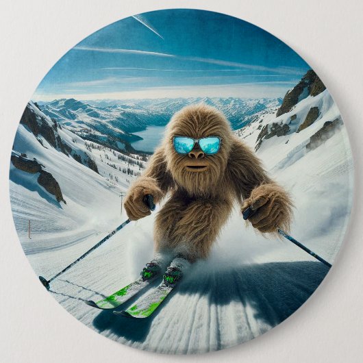 Sasquatch de Skiër Ronde Button 6,0 Cm (Voorkant)