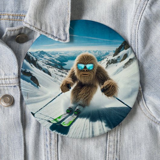 Sasquatch de Skiër Ronde Button 6,0 Cm (In situ)
