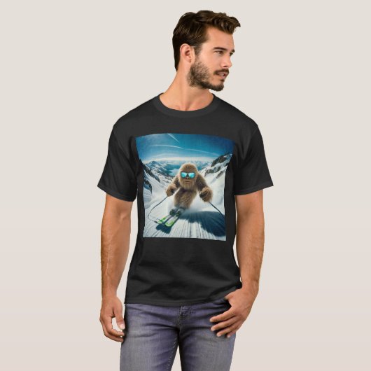 Sasquatch de Skiër T-shirt (Voorkant volledig)