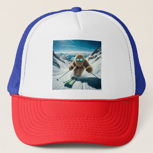 Sasquatch de Skiër Trucker Pet (Voorkant)