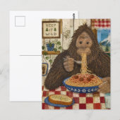 Sasquatch die spaghetti eet briefkaart (Voorkant / Achterkant)