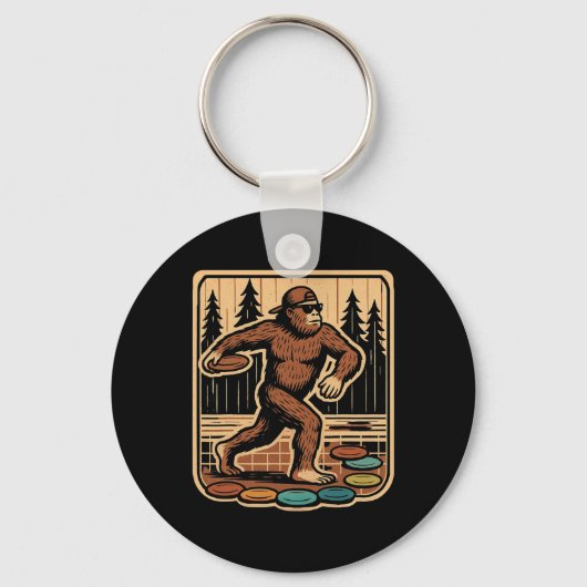 Sasquatch Disc Golfer Grappige Disc Golf Sleutelhanger (Voorkant)