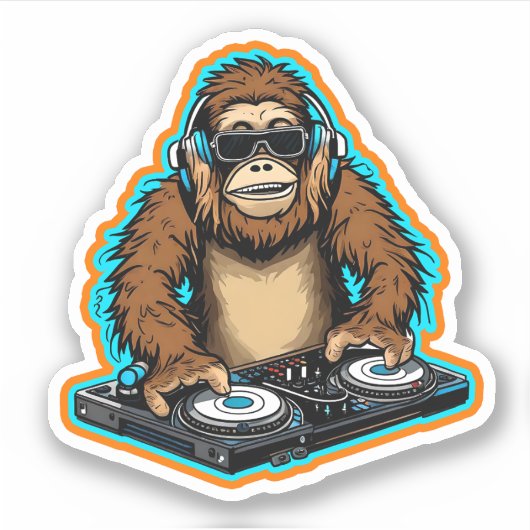 Sasquatch DJ Vinyl Sticker (Voorkant)