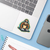 Sasquatch DJ Vinyl Sticker (Laptop met iPhone)