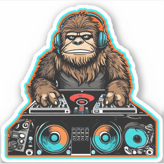 Sasquatch DJ Vinyl Sticker (Voorkant)