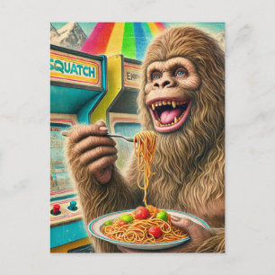 Sasquatch eet spaghetti briefkaart