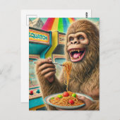 Sasquatch eet spaghetti briefkaart (Voorkant / Achterkant)