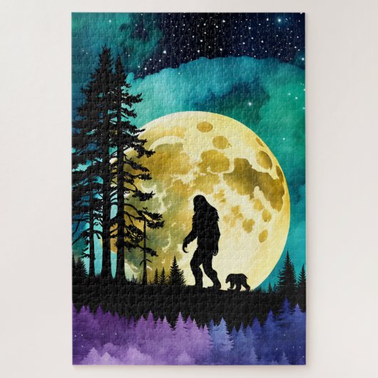 Sasquatch en Beer op de berg Legpuzzel (Verticaal)
