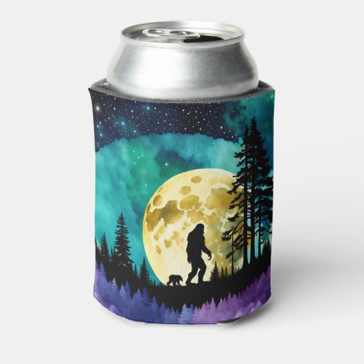 Sasquatch en Beer op de berg *personaliseren* Blikjeskoeler (Blikje Achterkant)