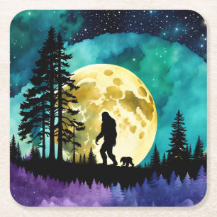 Sasquatch en Beer op de berg *personaliseren* Kartonnen Onderzetters