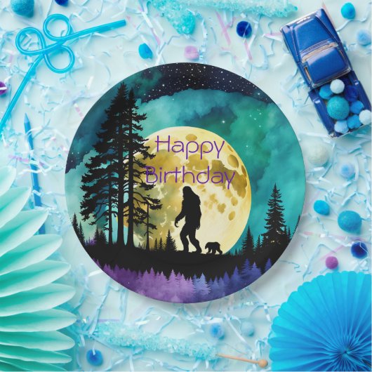 Sasquatch en Beer op de berg *personaliseren* Papieren Bordje (Feest)