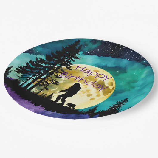 Sasquatch en Beer op de berg *personaliseren* Papieren Bordje (Gekanteld)