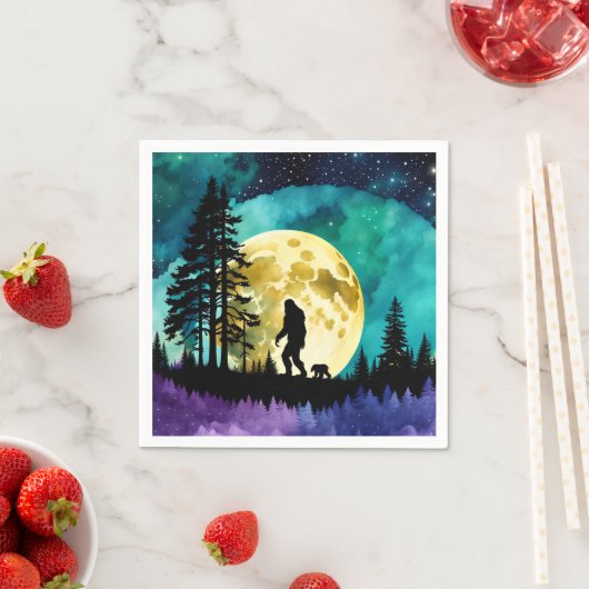 Sasquatch en Beer op de berg *personaliseren* Servet (Insitu)