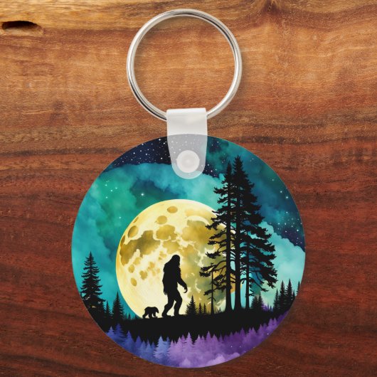 Sasquatch en Beer op de berg *personaliseren* Sleutelhanger (Achterkant)