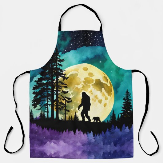 Sasquatch en Beer op de berg Schort (Voorkant)