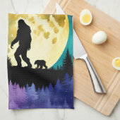 Sasquatch en Beer op de berg Theedoek (Quarter Fold)