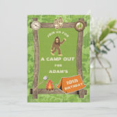 Sasquatch en Camo Camp Out Birthday Party Kaart (Staand voorkant)