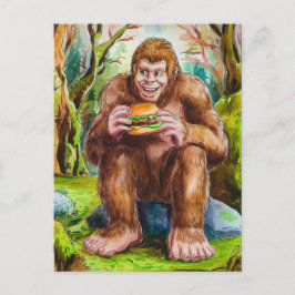 Sasquatch en de Cheesburger in een Mossy Forest Briefkaart