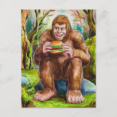 Sasquatch en de Cheesburger in een Mossy Forest Briefkaart (Voorkant)